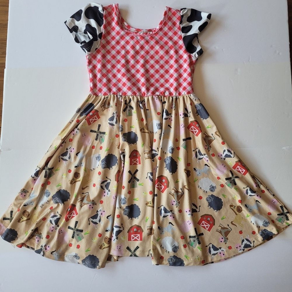 Charming Red and Cream Kids Casual Dress